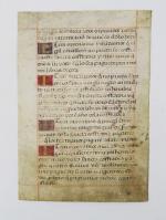 Manuscrit espagnol. Document manuscrit sur parchemin, réglé à l'encre rouge,...
