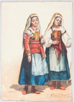 Claude Antoine Ponthus-Cinier (1812-1885) " Deux femmes en costume à...