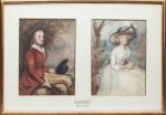 George ROMNEY (1734-1802) (?) : "Deux portraits dans des paysages"....