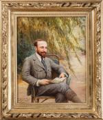 Eugène DEULLY  (1860-1933). " Portrait d'homme assis dans un...
