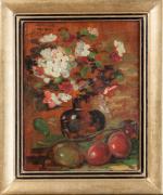 François VERNAY (1821-1896). "Étude de fleurs et fruits", huile sur...