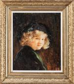 Marguerite AGNES (1894-1960). Portrait d'enfant 1919. Huile sur toile, signée...