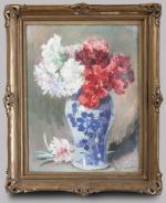 Marcelle BONNARDEL (1879-1966). "Fleurs dans un vase", aquarelle sur papier....
