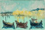 Emmanuel BELLINI (1904-1989). Deux tableaux : "Port de Cannes", huile...
