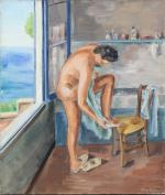 Alice KOHN (1902-1990). "Nu s'essuyant", huile sur toile. Signé en...