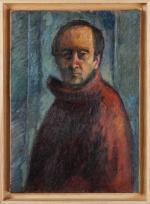 Rémo REA (1953-2015).  Autoportrait. Huile sur toile. 55x38 cm....