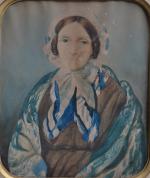 Michel Ghislain STAPLEAUX (1799-1881)
Portrait de dame, 1840. 
Aquarelle signée en...