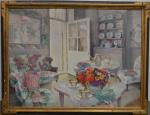 Yvonne CARRO (c.1895-1946)
L'intérieur fleuri
Huile sur toile signée en bas à...