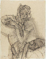 Henri MATISSE<br />
60. Portrait d’Hélène Mercier, née Princesse Galitzine, assise, 1938<br />
Dessin au fusain et à l’estompe, signé et daté 22/10/38 en bas à gauche, porte au dos des<br />
indications PH Vaux 2425 et 3116 – D19 au dos.<br />
65,5 x 50,5 cm<br />
(Nettoyé, drain