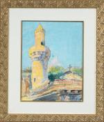 Julien Gustave GAGLIARDINI (1846-1927). " Minaret, 1907 ". Aquarelle sur...