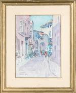 Henri-Alexis SCHAEFFER (1900-1975). " Rue à Saint-Tropez, 1930 ". Aquarelle...