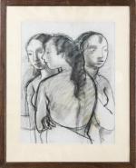 Georges KARS (1882-1945). " Les trois femmes ". Fusain sur...