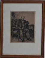 d'après Jean-François RAFFAELLI (1850-1924)
Portrait d'homme assis à son bureau
Estampe signée...