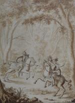 attribué à Charles-Marie LENGLART (1740-1816)
Scène de l'Arioste
Crayon noir, plume et...