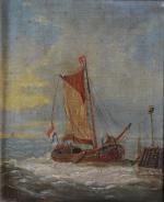 UTEN (XIXème)
Marine, 1862. 
Huile sur toile signée et datée en...