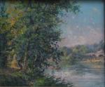 L. HENRY (XIX-XXème)
Barques sur la rivière
Huile sur toile signée en...