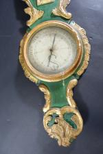 Baromètre-thermomètre de style Louis XVI d'époque XIX's en bois peint...