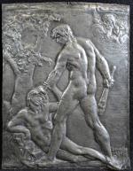 BOUCHER Alfred (1850-1934) : "Cain tue Abel". Bas-relief, épreuve au...