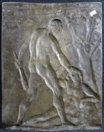 BOUCHER Alfred (1850-1934) : "Cain tue Abel". Bas-relief, épreuve au...