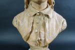 GAUTHERIN Jean (1840-1890) : Buste sur piédouche de jeune femme...