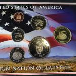 Plaquettes de pièces diverses : quatre pour les Etats-Unis ;...