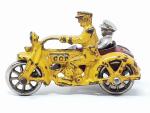 HUBLEY (USA), moto sidecar "COP" en fonte laquée jaune et...