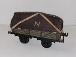 BING (Nüremberg, v. 1939) wagon couvert gris avec bache d'origine...