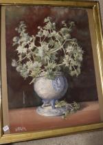 HORVILLEUR : Bouquet de chardons - aquarelle gouchée sur papier...