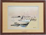 Robert HUMBLOT (1907-1962) "Port de pêche breton" - gouache SBD...