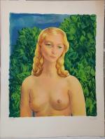 Moïse KISLING (1891-1953) -" Buste de jeune femme dénudée" -...