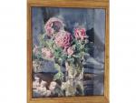 Jeanne COUSSENS (XIX-XXeme) - "Vase de roses" - aquarelle ...