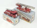 DINKY FRANCE, 2 modèles pompiers :réf 32D Delahaye grande échelle...