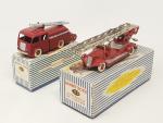 DINKY FRANCE, 2 modèles pompiers :réf 32D Delahaye grande échelle...