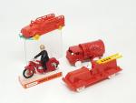 4 modèles plastique : MINIALUXE motard incendie A.b, SESAME Berliet...