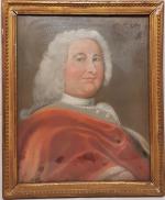 Ecole française XVIIIème - "Portrait d'homme à la cape rouge"...