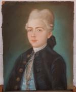 Ecole française XVIIIème - "Portrait de jeune homme" - pastel...