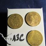 3 pièces de 20 frcs dont 2 Napoléon III année...