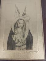 Ecole XXème - Vierge à l'enfant avec un ange -...
