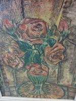 Ecole XXème - Bouquet de roses - huile sur toile...
