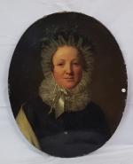 École française XIXe " Portrait de jeune femme au bonnet"...