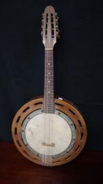 Banjo huit cordes, caisse marquetée, manche court - 63 cm