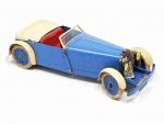 MECCANO (Paris, 1935) , auto démontable en tôle laquée bleu/crème,...