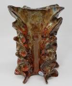 Années 1950 - Vase en céramique polychrome de forme ouverte...
