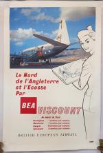 Une affiche BEA British European Airway 1959  - 100...
