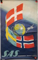 Une affiche Scandinavian Airlines d'après Olle SVENSSON  - 100...
