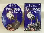 2 plaques émaillées POTASSE D'ALSACE : ovale 15 x 20...