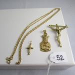 Chaîne avec 2 croix et 1 pendentif à restaurer or...