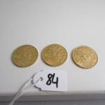 3 pièces or 20 francs suisse Année 1914