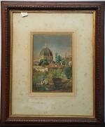 Ecole italienne fin XIXème - "Florence" - aquarelle Signée en...