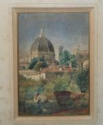 Ecole italienne fin XIXème - "Florence" - aquarelle Signée en...